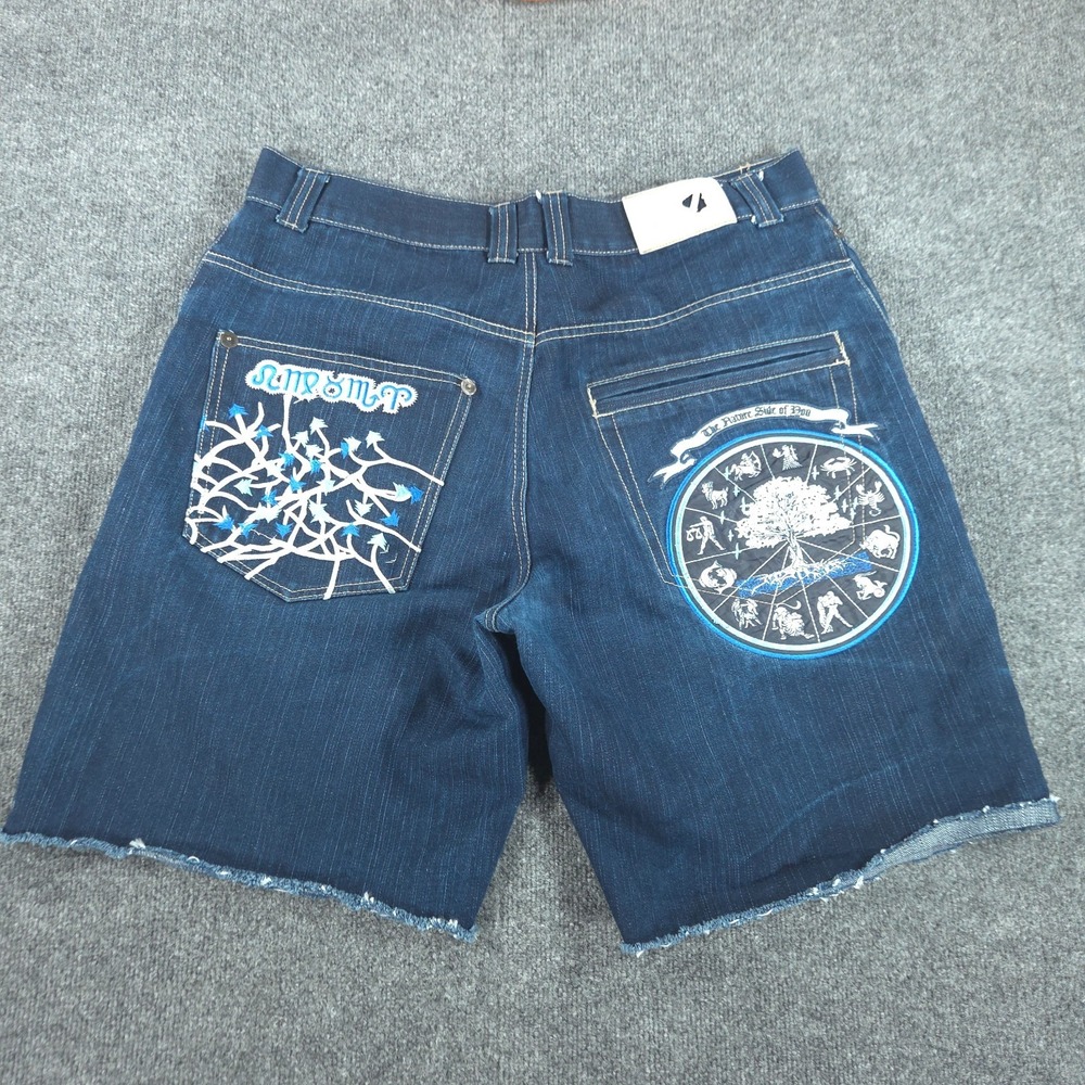 Raw Blue Men's Embroidered Denim Jeans Previously Cut into shorts 38 (Fit 36) 10